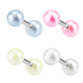 Tragus piercing s perlovými kuličkami