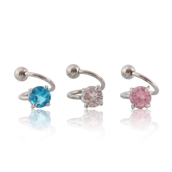 Piercing spirála do pupíku s kamínkem