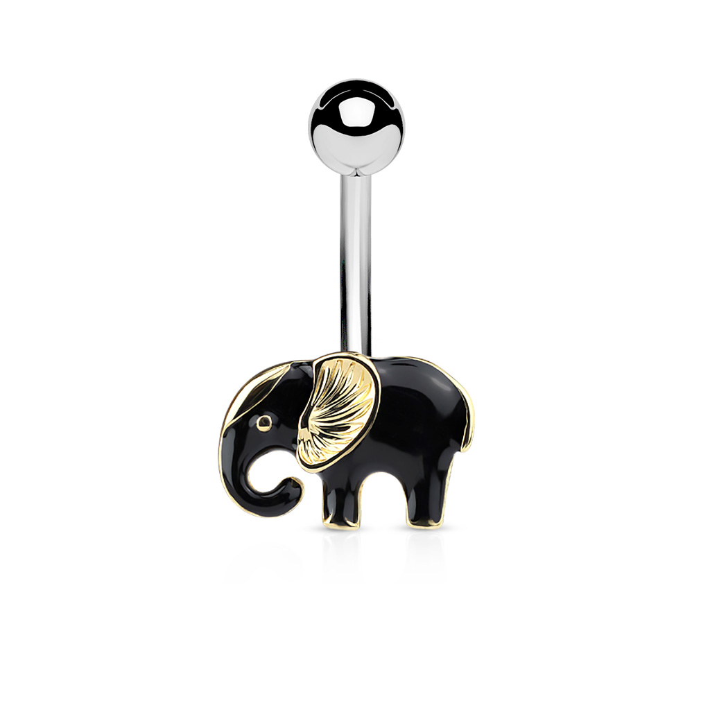 Piercing do pupíku se smaltovaným slonem